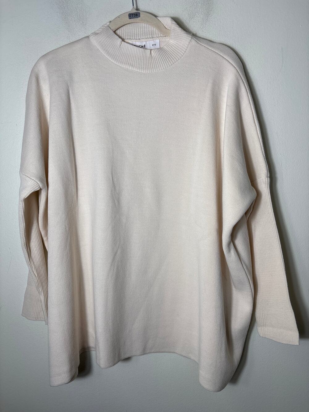Touche Cream Mock Neck Slouchy Sweater Sz M